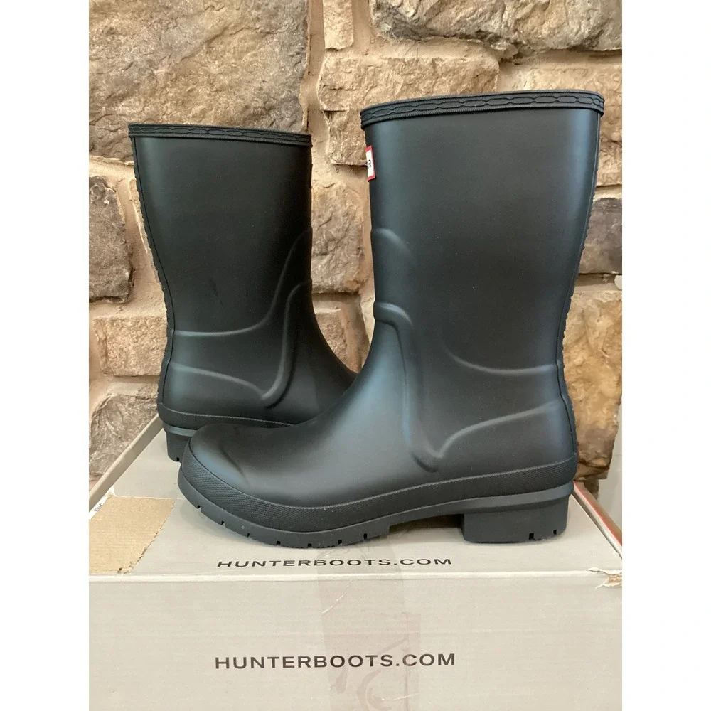 Hunter Liberty Women Size 8 Tall Rain Boots Black Waterproof New